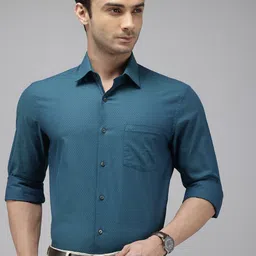 Arrow Pure Cotton Self Design Textured Manhattan Slim Fit Opaque Formal Shirt-picture-36