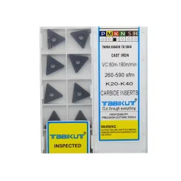 Tabikut Carbide Turning Insert Cast Iron 80 to 180 m/min 0.8 mm Radius, TNMA160408 (Pack of 10)-picture-30