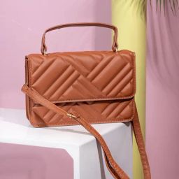 Styli Brown Quilted Cross Body Bag-15