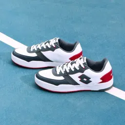 Lotto Men's Hoop Star Citta White, Castlerock & Red Sneakers-image-94