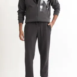 Rare Rabbit Grey Regular Fit Solid Trackpants-image-26