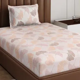 Monte Carlo Pixel Peach Polyester Printed 120 GSM Single Bedsheet with 1 x Pillow Cover-picture-47