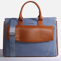 Allen Solly Blue & Brown Color Block Medium Handbag-image-57