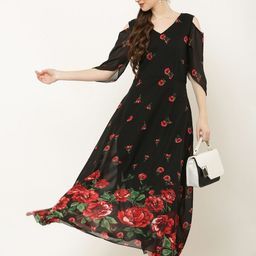 VIVIENT Floral Printed Georgette Maxi Dress-image-87