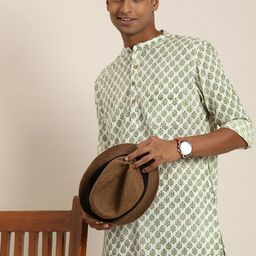 Taavi Men Sanganeri Pure Cotton Ethnic Motifs Printed Kurta-52