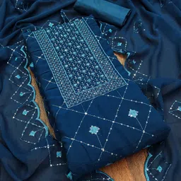 Maroosh Geometric Embroidered Sequinned Georgette Unstitched Dress Material-image-18
