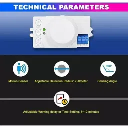 amiciSense Microwave Motion cum Light Sensor 360° On/Off Switch with Radar and Photocell Sensor 12-24 V DC image 3