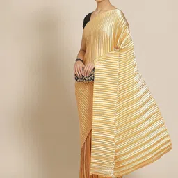 Warthy Ent Satin Pleated Saree With Blouse Piece-image-18