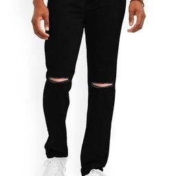 LINARIA Men Classic Slim Fit Slash Knee Jeans-image-80