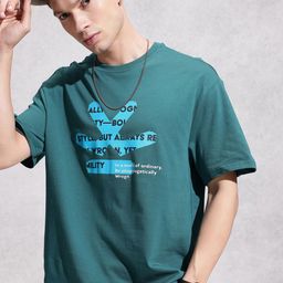 WROGN Pure Cotton Brand Logo Printed Oversized T-shirt-image-74