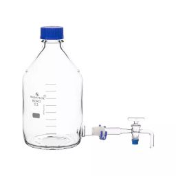 Supertek 2000 ml Clear Aspirator Bottle GL45 With Screw Cap and Stopcock, 12.155.2000-24