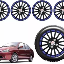 Auto Pearl CBB26 R14 35.56 cm (14 Inch) Press Type Wheel Hubcap with Retention Ring Glossy Black Blue Wheel Cover for Tata Indigo (Set of 4)-image-94