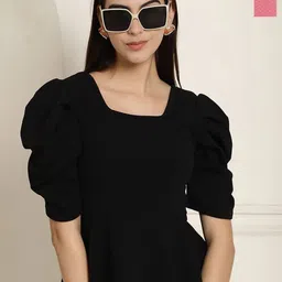 Metronaut Women Pack Of 2 Solid Puff Sleeve Peplum Top-picture-45