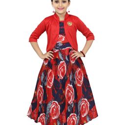 CHANDRIKA Girls Red Viscose Rayon Dresses-image-13