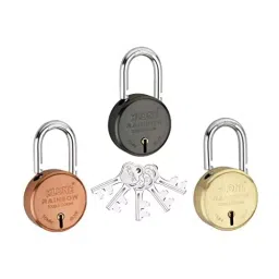 ALONE LOCKS Rainbow 65 mm Alloy Steel ‎Antique 5 Same Keys Double Locking Padlock (Pack of 3)-43