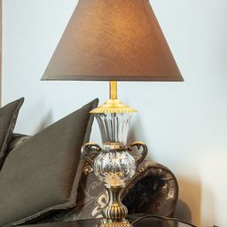 THE LIGHT STORE Gold-Toned & Brown Solid Solid Contemporary Table Lamp with Shade-40