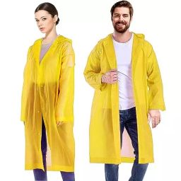 HACER EVA Hooded Type Top Button Closer Yellow Raincoat Free Size for Unisex, EXRS08C-N-28