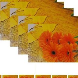 REVEXO 6Pc Orange-coloured & Yellow Printed Rectangle Costers & Table Placemats image 2