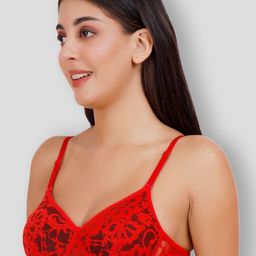 SELFCARE Pack of 2 Net Embroided Half Coverage Plunge Bra With Adjustable Straps image 3