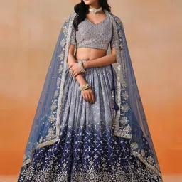 DIVASTRI Embroidered Sequinned Semi-Stitched Lehenga & Unstitched Blouse With Dupatta-picture-48