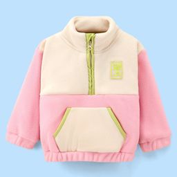 Little Kangaroos Full Sleeves Color Blocked Sweatshirt - Pink & Off White-image-4