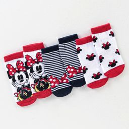 Cute Walk By Babyhug Anti Bacterial Ankle Length Socks MInnie Mouse Print Pack Of 3 - Red & Black-image-19