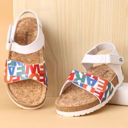 Babyoye Sandals   with Velcro Closure Text Print- White-image-56