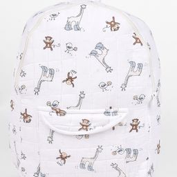 Moms Home Organic Cotton Baby Diaper Backpack Jungle Print - White & Brown-image-40