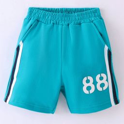 Taeko Single Jersey Above Knee Length Shorts With Number  Print - Blue-picture-23