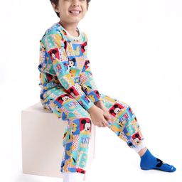 Babyhug Disney Single Jersey Knit Full Sleeves Mickey Mouse Family Printed Night Suit - Multicolour-picture-45