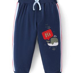 Mini Taurus Cotton Knit Full Length Lounge Pant with Whale Print - Blue-image-59