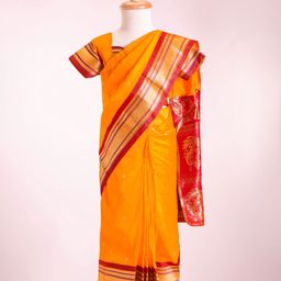 Bhartiya Paridhan Silk Saree With Half Sleeves Blouse with Zari Embroidery - Golden-image-81