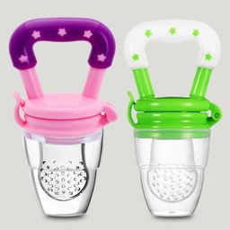 Kidbea Silicone Fruit Feeder Nibbler with Extra Mesh, Soft Pacifier/Feeder, Teether Nipple for Baby 6 to 12 Months, Infant (Green and Pink Combo)-image-43