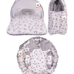 Babytoons Baby Bedding for New Born Mattress with Mosquito Net Sleeping Bag & Baby Nest Bed (0-6 Months) Grey-21
