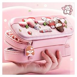 Elecart 3D Rabbit Print Double Layer EVA Pencil Case for Kids & Students - Pink-picture-24
