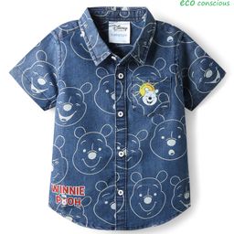 Babyoye Disney Cotton Denim Half Sleeves Shirt With Winnie The Pooh Print - Navy Blue-image-62