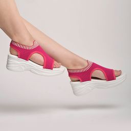 Shoetopia Striped Sandals - Magenta-image-87