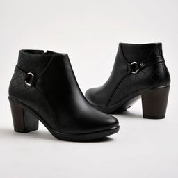 Shoetopia Textured Zipper Closure Boots - Black-image-17