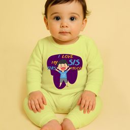The Peppy Tend 100% Cotton Knit Rakshabandhan Theme Full Sleeves 1 Love My Sis This Much Text Printed Romper - Yellow-image-77