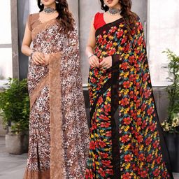 Moda Rapido Pack of 2 Printed Pure Georgette Saree-image-76