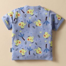 Child World Interlock Knit Half Sleeves Front Open Jhabla With Elephant Print - Mauve image 2