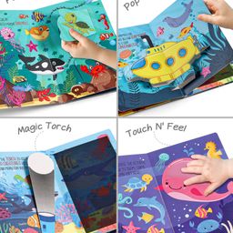 Intelliskills 4-in-1 Activity Book - Ocean Animals | Peek-A-Boo, Pop-Up, Magic Torch, Touch & Feel | Interactive Learning | Boosts Cognitive Skills | For Gifting | Educator Recommended image 2