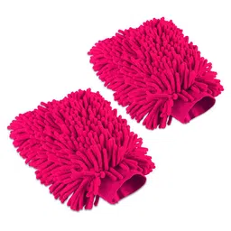 Kuber Industries 2-Pcs Pink Double Sided 100GSM Car Washing Gloves-36