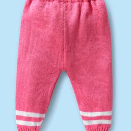 Babyhug Knitted Full Sleeves Color Block Front Open Sweater Set with Booties & Cap - Pink & White image 4