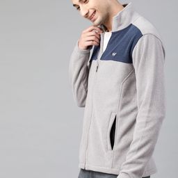 Wildcraft Men Grey & Navy Blue Colourblocked Windcheater Sporty Jacket-image-38