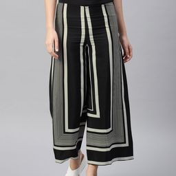 W Women Black & White Printed Palazzos-image-27