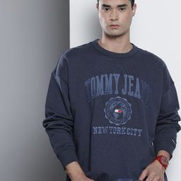 Tommy Hilfiger Men Navy Blue Self-Design Sweatshirt-image-25