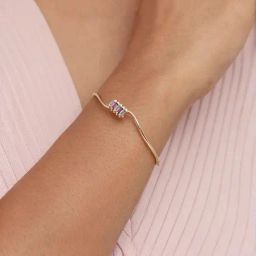 Mia by Tanishq Pink Harmony Garnet & Gold Bangle for Women-image-58
