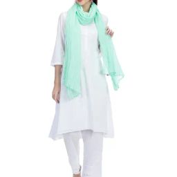 Biba Green Cotton Plain Dupatta-image-52