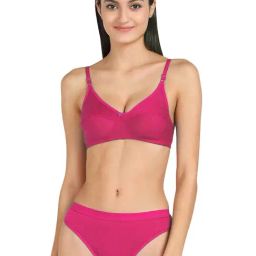 AROUSY Pink Cotton Bra Panty Set-image-30